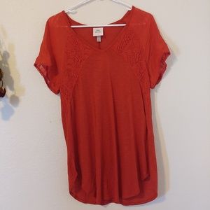 Rust Lace Insert T-Shirt